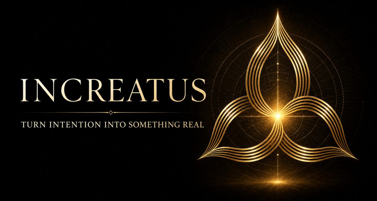 Rich black-and-gold Increatus sacred-number and Baby symbology artwork