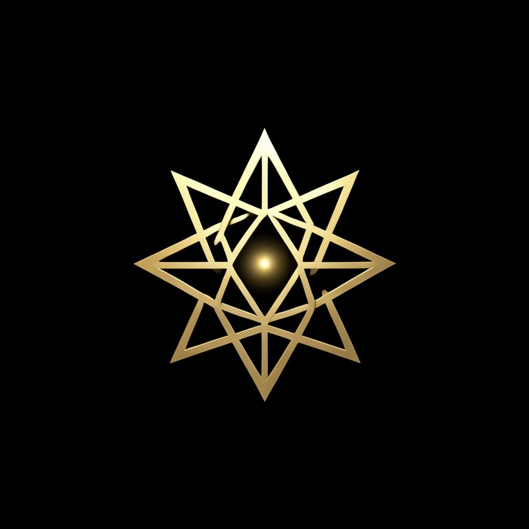 Metallic-gold sacred geometry emblem on black